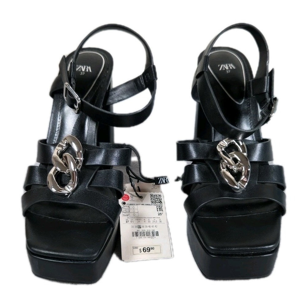 Zara Strappy Chunky Platform‎ Heel Sandals Size Womens 6.5 NWT